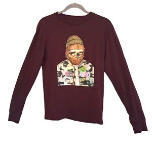Aeropostale Limited Edition Spirit Animal Tee Hippie Sloth Size XS